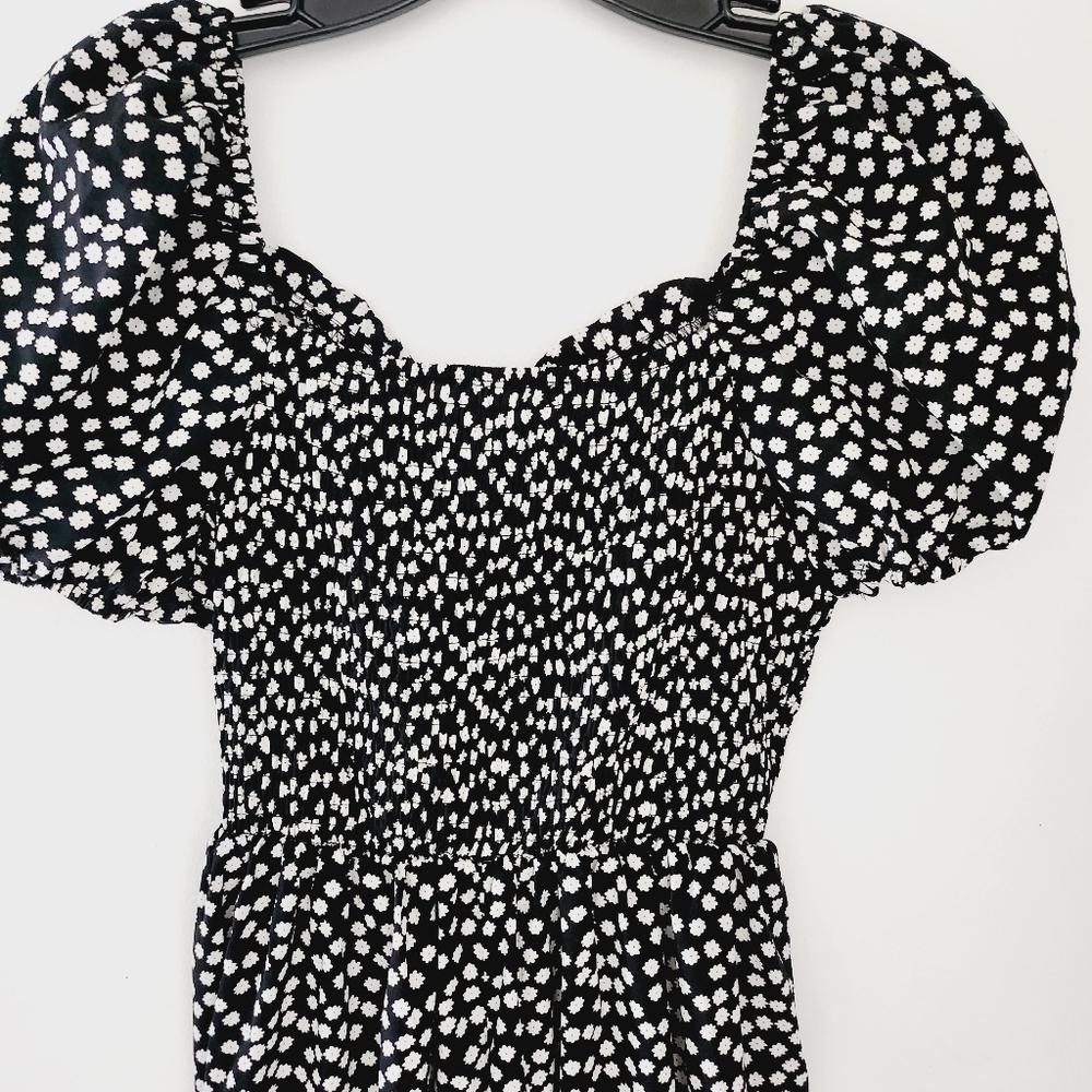 Nwot SweatyRocks Boho Short Puff Sleeves Slit A-line Flare Dress - Picture 8 of 9